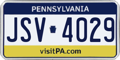 PA license plate JSV4029