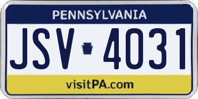 PA license plate JSV4031