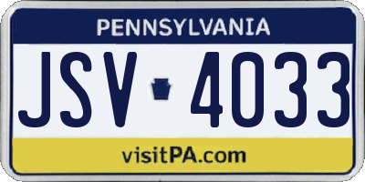 PA license plate JSV4033