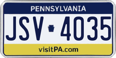 PA license plate JSV4035