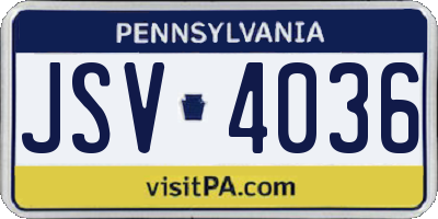 PA license plate JSV4036