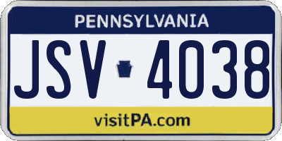 PA license plate JSV4038