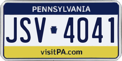 PA license plate JSV4041