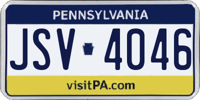 PA license plate JSV4046