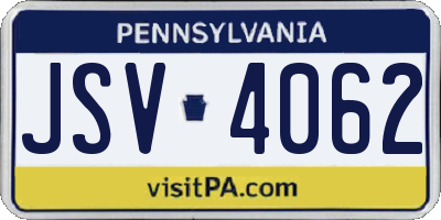 PA license plate JSV4062