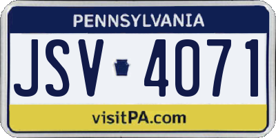 PA license plate JSV4071