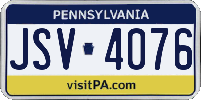 PA license plate JSV4076