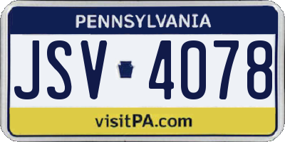 PA license plate JSV4078