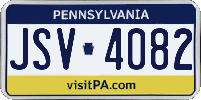 PA license plate JSV4082