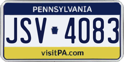 PA license plate JSV4083