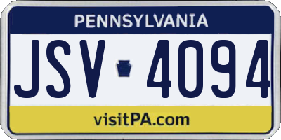 PA license plate JSV4094