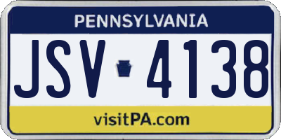 PA license plate JSV4138