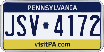 PA license plate JSV4172