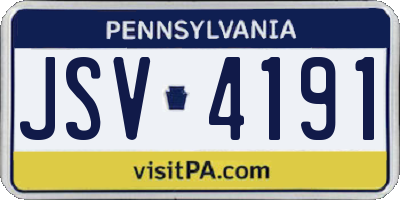 PA license plate JSV4191