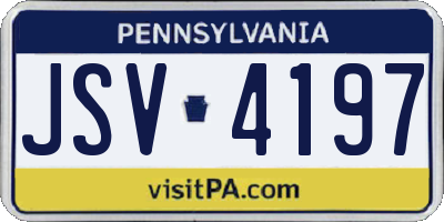PA license plate JSV4197