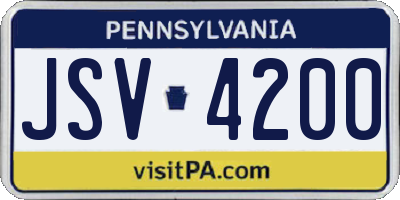 PA license plate JSV4200