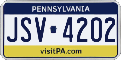PA license plate JSV4202