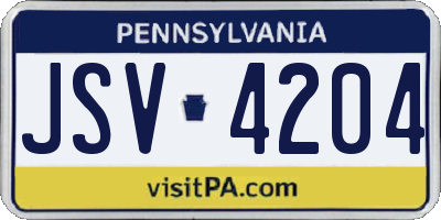 PA license plate JSV4204