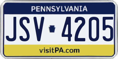 PA license plate JSV4205