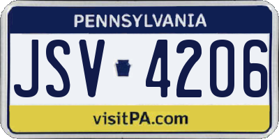 PA license plate JSV4206