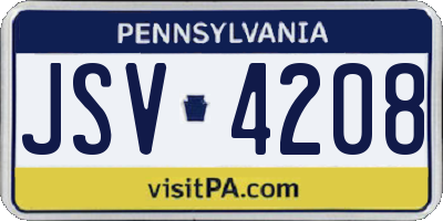 PA license plate JSV4208