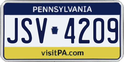 PA license plate JSV4209