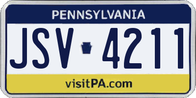 PA license plate JSV4211