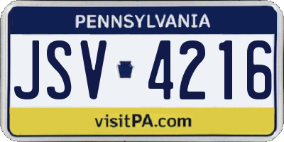 PA license plate JSV4216