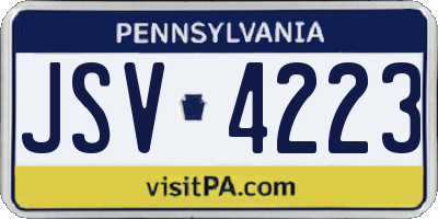 PA license plate JSV4223