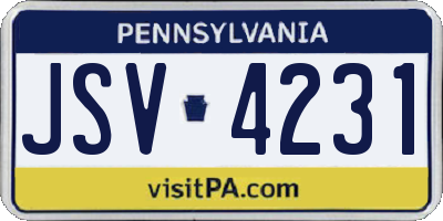 PA license plate JSV4231