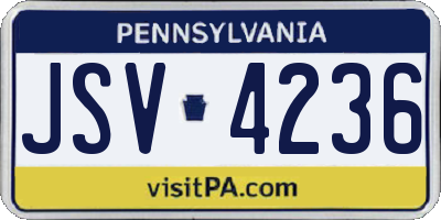 PA license plate JSV4236