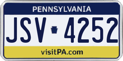 PA license plate JSV4252