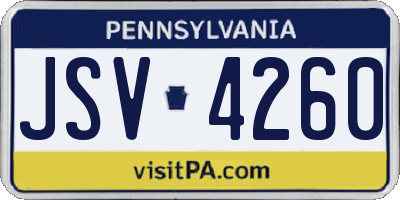 PA license plate JSV4260