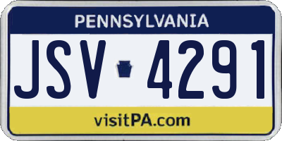 PA license plate JSV4291