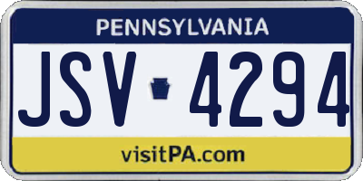 PA license plate JSV4294