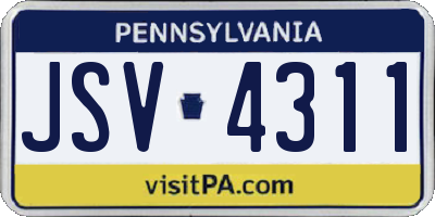 PA license plate JSV4311