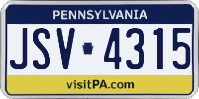 PA license plate JSV4315