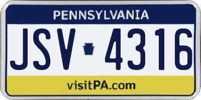 PA license plate JSV4316
