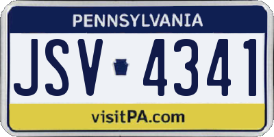 PA license plate JSV4341