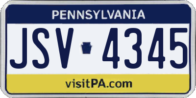 PA license plate JSV4345