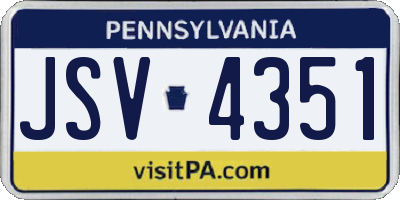 PA license plate JSV4351
