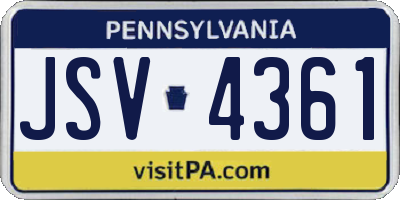 PA license plate JSV4361