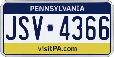 PA license plate JSV4366