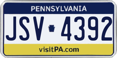 PA license plate JSV4392