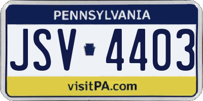 PA license plate JSV4403