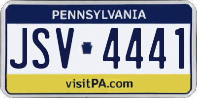 PA license plate JSV4441