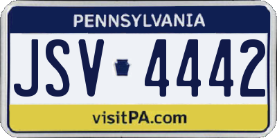 PA license plate JSV4442