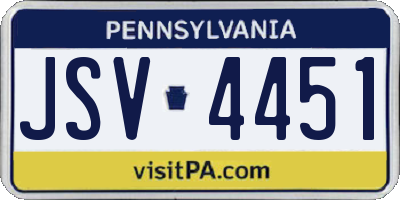 PA license plate JSV4451