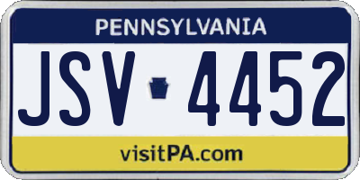 PA license plate JSV4452