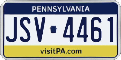 PA license plate JSV4461